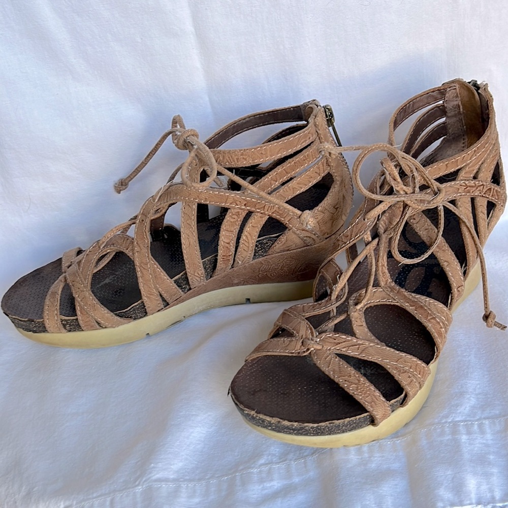 OTBTLace Up Leather Wedge Platform Sandals w/ Zipper - Gladiator Style- Size 7M